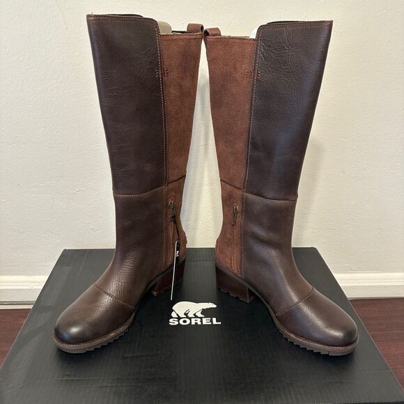 💗Sorel cate tall waterproof leather boot cushioned foodbed size 5 new - Picture 9 of 14